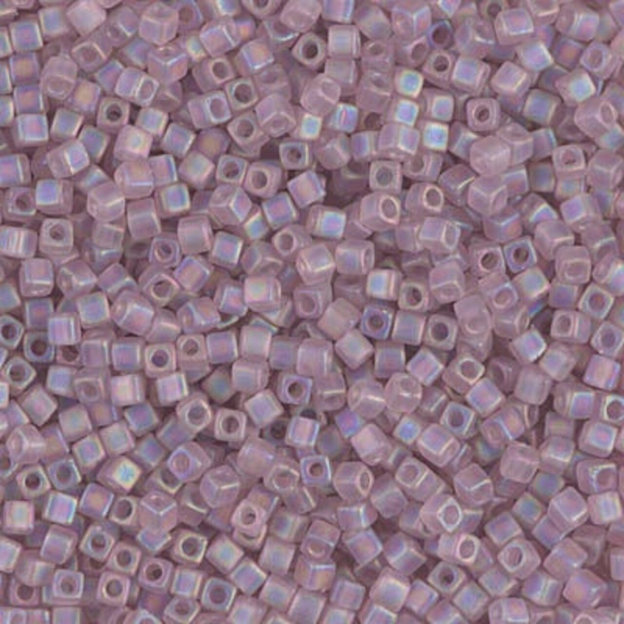 Miyuki 1.8mm Cube, Matte Transparent Smoky Amethyst AB, #142FR, 10 grams